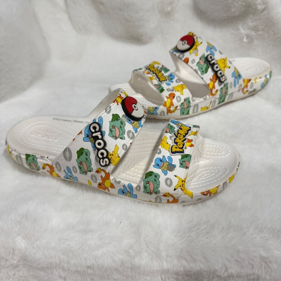 CROCS Shoes - Crocs Classic Pokemon II Sandals White Multi Pikachu Slides Mens 7 Womens 9